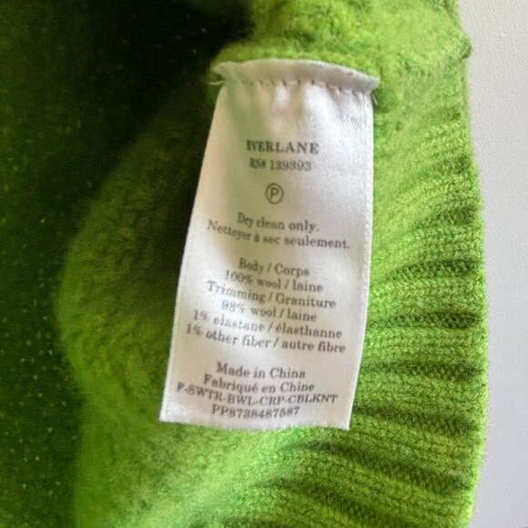 Everlane green Merino Cropped Cable Sweater in salted lime - size XS/S - Picture 4 of 4